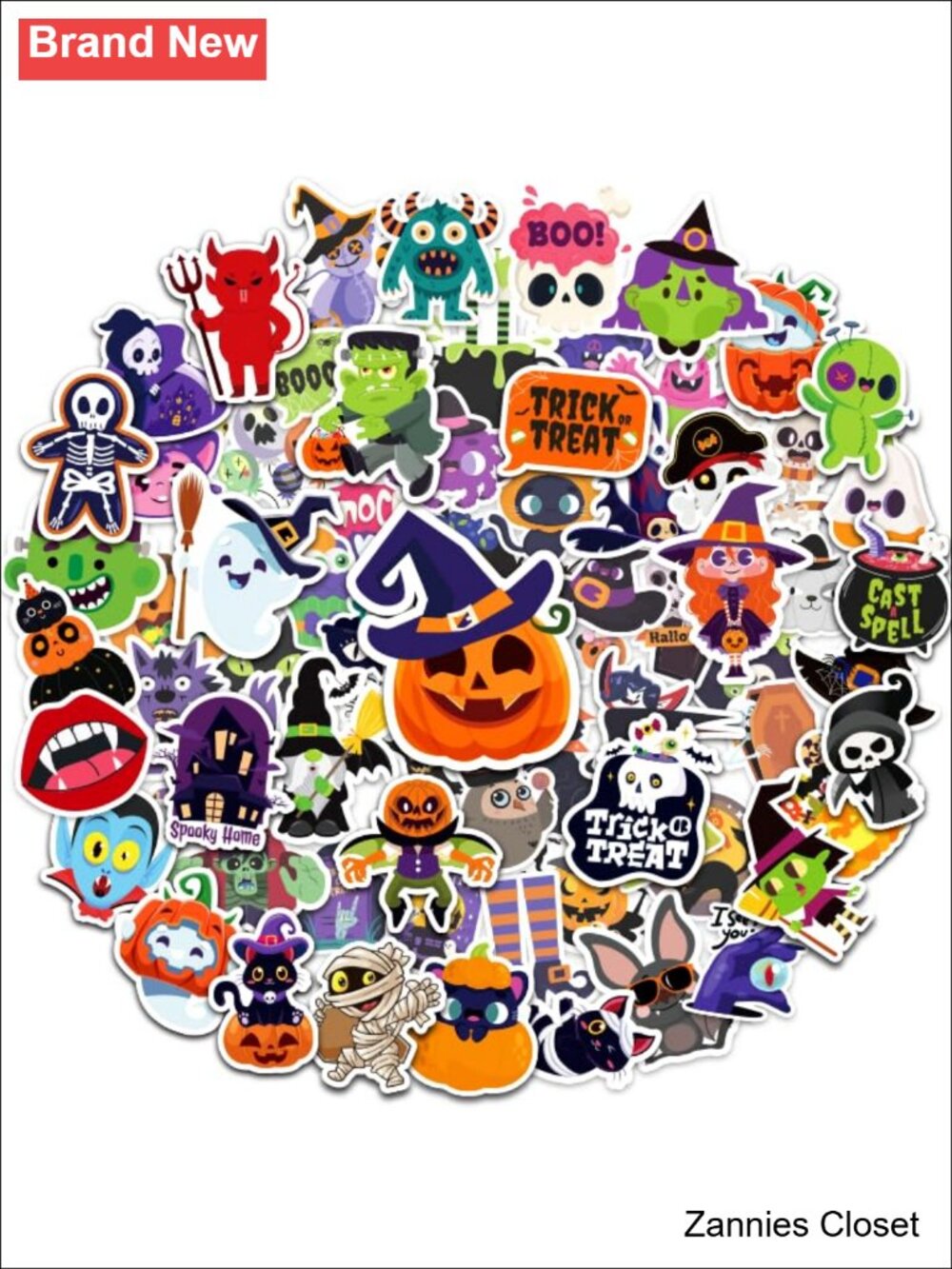 👻 100Pcs Halloween Stickers Non-Repetitive Paper Self-Adhesive Peel and Stick